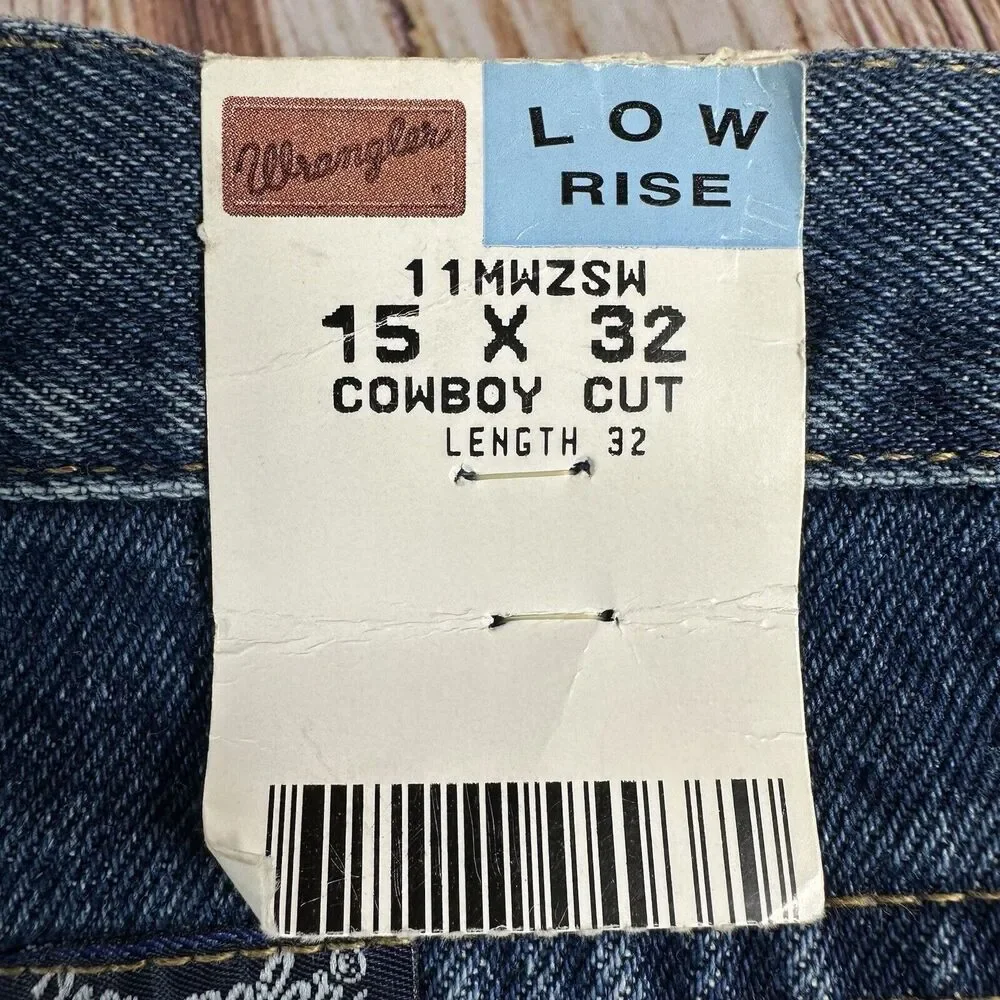 Vintage Wrangler COWBOY CUT Size 15 High Rise Jeans Denim Pants USA Made 35x32 - Picture 10 of 11